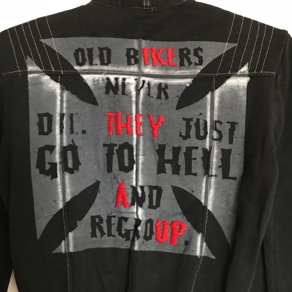 boutique denim moto jacket - Picture 6 of 7